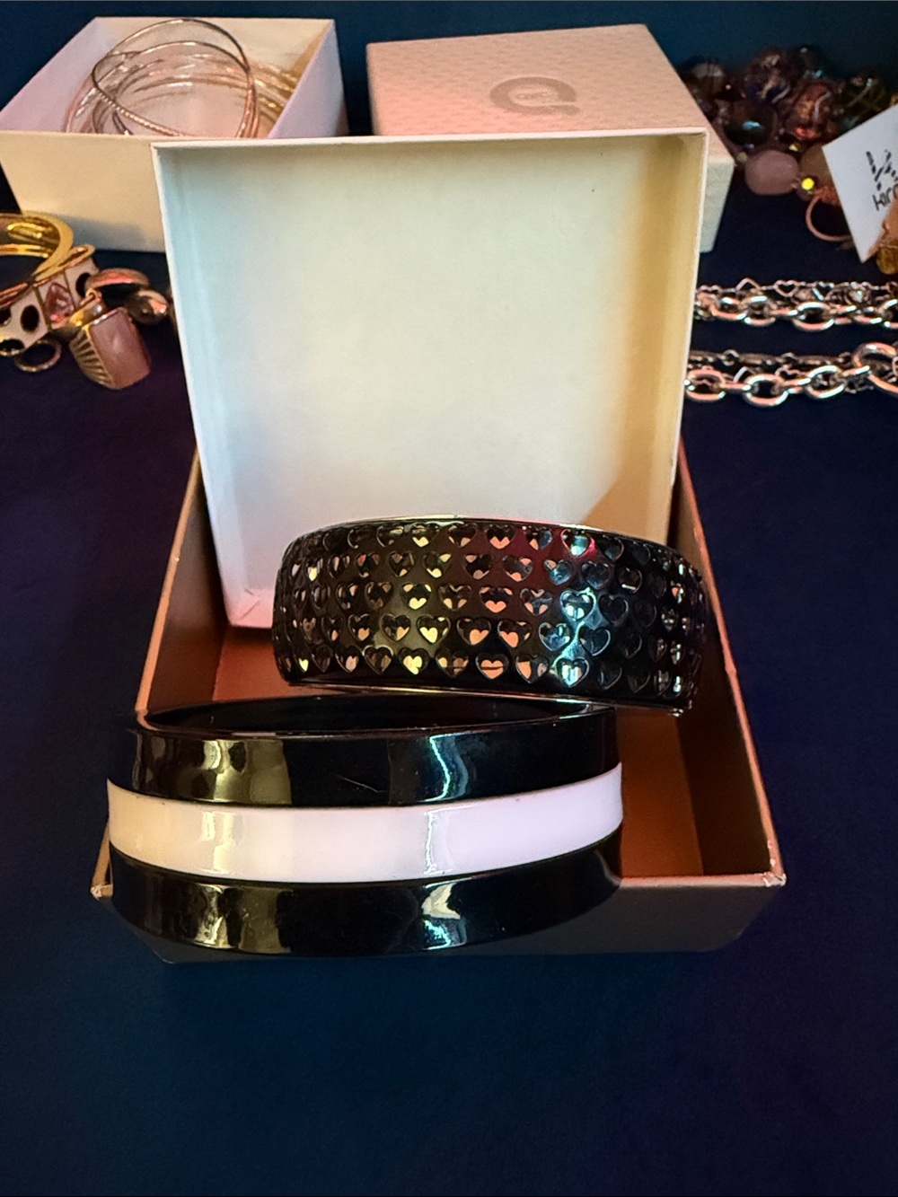 Black and White Women’s Bangle Set - Stylish Layered Bracelets